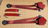 1984-1985 CORVETTE C4 COUPE CARMIN RED SEAT BELT SET COMPLETE GOOD COND